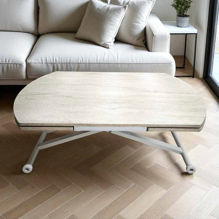 Hanah Home Mesa de Comedor Yan Yari Oval Extensible - Travertino y Blanco Hanah Home Mesa de Comedor Yan Yari Oval Extensible - Travertino y Blanco